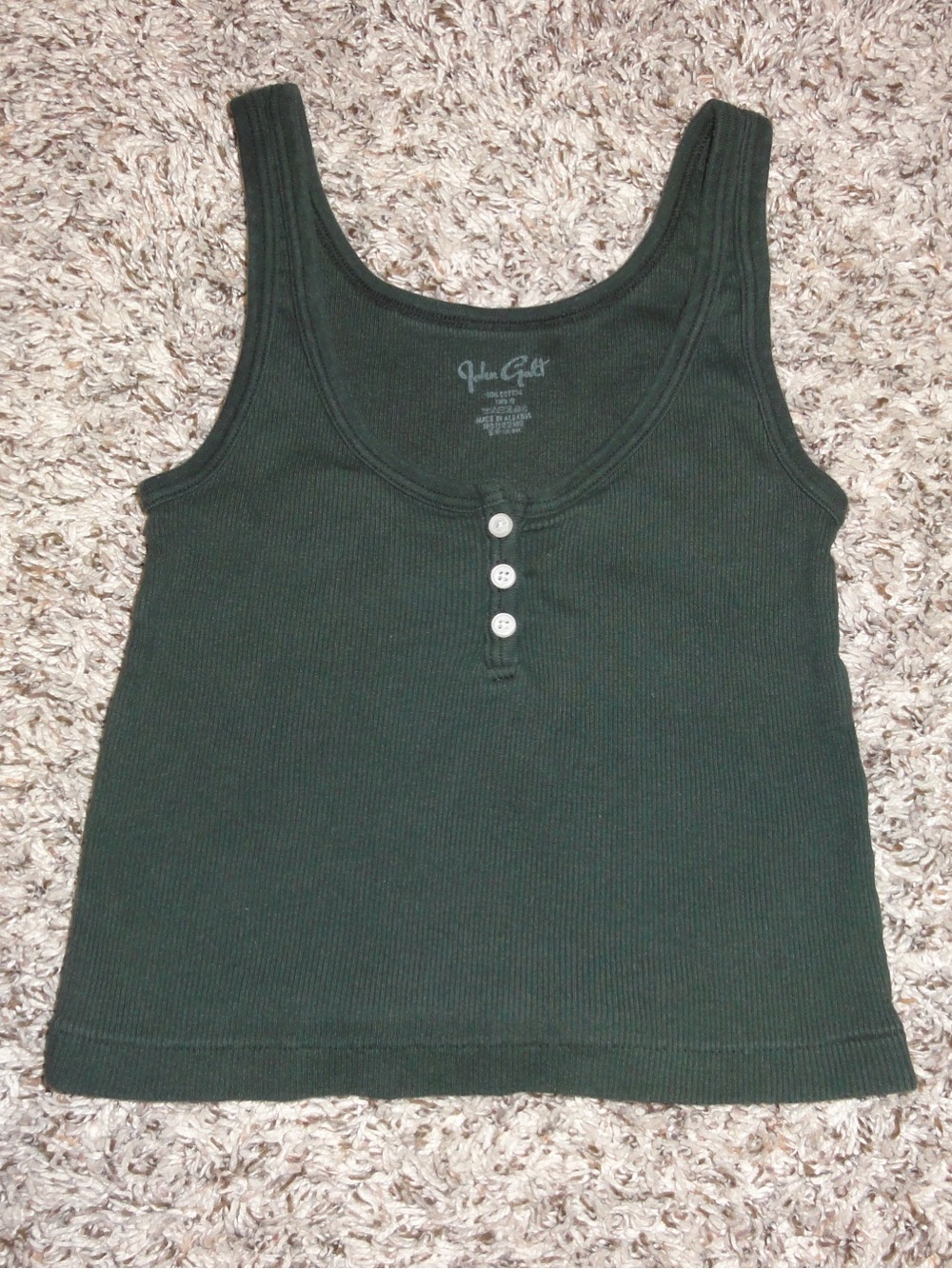 Brandy Melville Dark Green Ribbed Tank with White Buttons